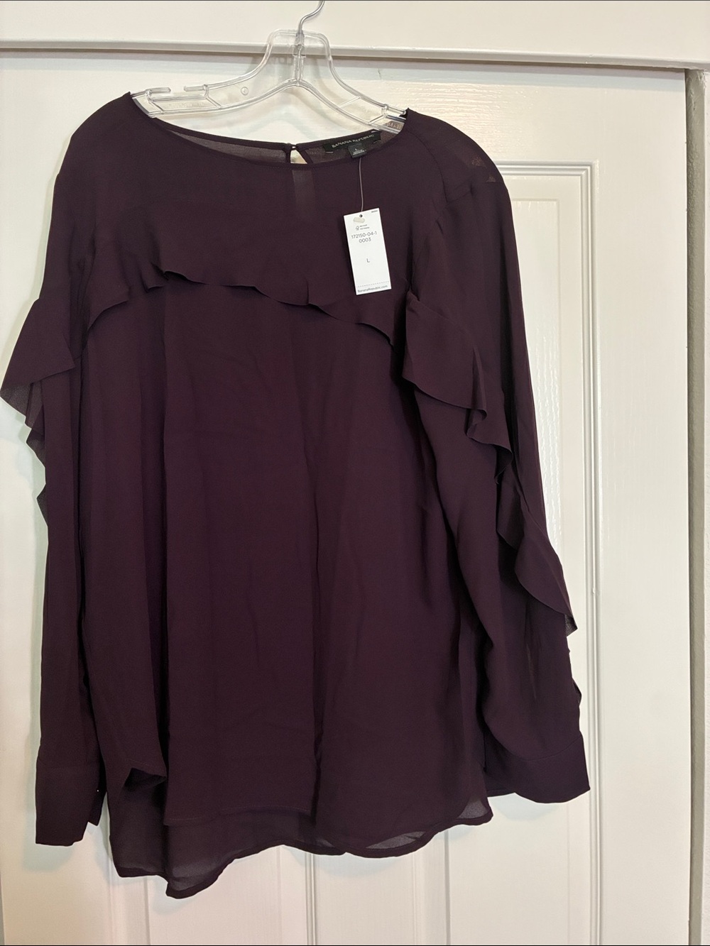 Banana Republic Ruffled Long-Sleeve Blouse - Plum